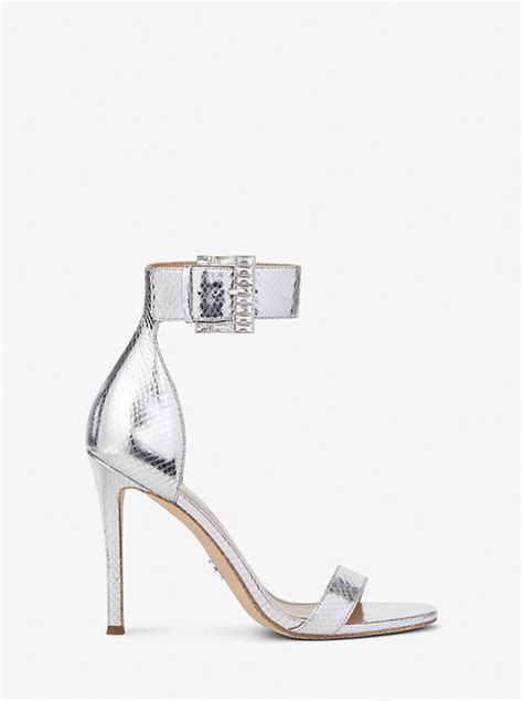 michael kors giselle sandals|Giselle Metallic Snake Embossed Leather Sandal .